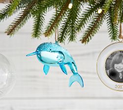 Mercury &amp; Glitter Glass Narwhal Ornament