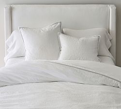 Open Box: Belgian Flax Linen Fringed Border Stitch Duvet Cover