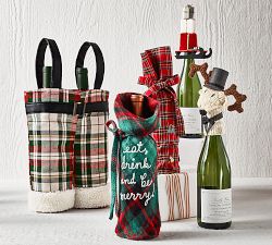 Plaid Santa Pants Wine Bag