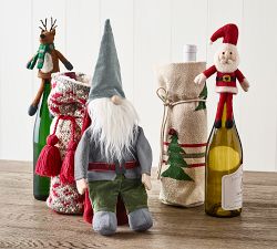 Santa Claus Felt Wine Topper