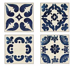 Indigo Tiles Framed Print