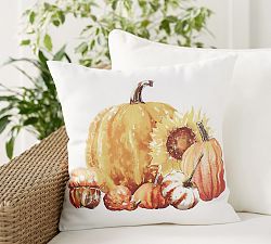 Pumpkin Sunflower Outdoor Pillow