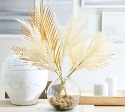 Faux  Pampas and Golden Palm Leaf Bundle