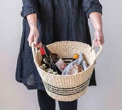 Madelyn Striped Seagrass Baskets, Set of 2