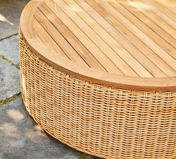 Westport Wicker Round Storage Outdoor Coffee Table (36")