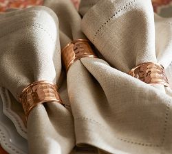 Hammered Copper Napkin Ring Set