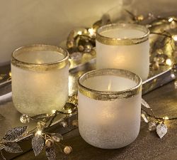 Modern Glass Candle Holders - White &amp; Gold
