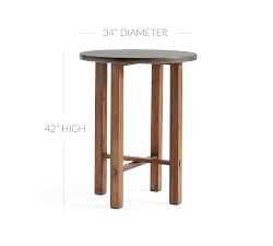 Abbott Concrete &amp; Acacia Outdoor Bar Height Table (34")
