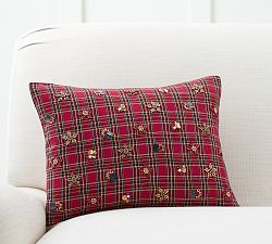 Jeweled Plaid Lumbar Pillow Cover
