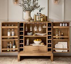Modern Heirloom Leather Bar Cabinet (36")