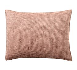 Open Box: European Flax Linen Waffle Quilted Sham, Standard - Set of 2 - Brick