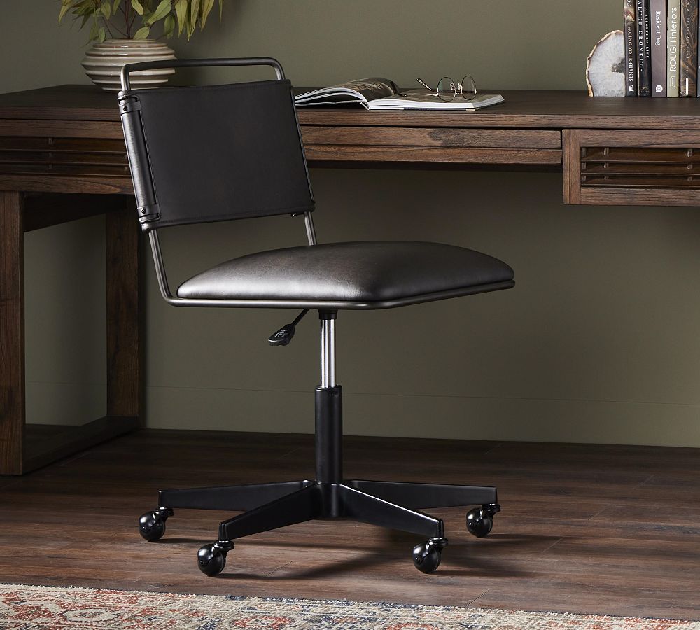 Perkins Leather Swivel Desk by Pottery Barn