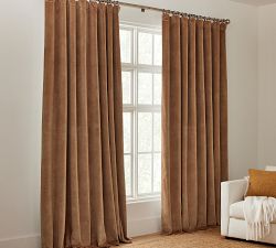 Custom Velvet Twill Blackout Curtain - Cognac