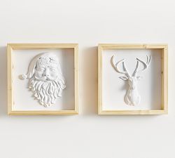 Santa &amp; Reindeer Resin Shadowbox - Set of 2