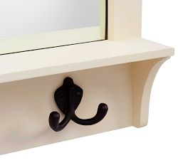 Wade Entryway Mirror with Hooks - Almond White