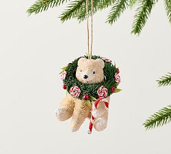 Open Box: Bottlebrush Polar Bear With Wreath Ornament