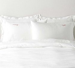 Merry &amp; Bright Embroidered Belgian Flax Linen Pillowcases - Set of 2