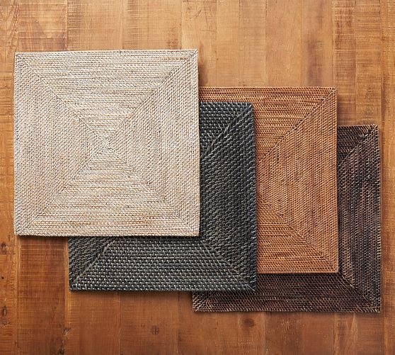 Tava Handwoven Rattan Square Placemats