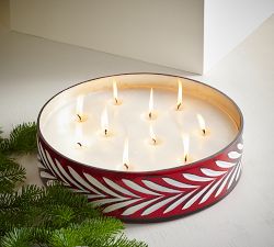 Etched Motif Glass Scented Candle - Fireside Cinnamon