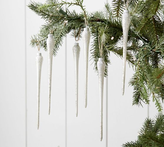 Mercury Glass Icicle Ornament Set of 6
