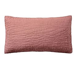 Open Box: Belgian Flax Linen Handcrafted Quilted Sham, King, Set of 2 - Rosewood