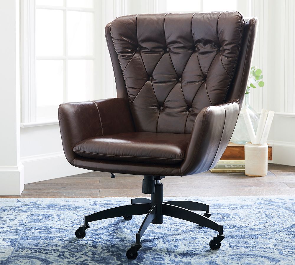 Wells Leather Swivel Desk Chair by Pottery Barn