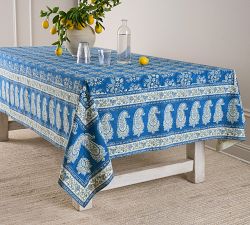 Regan Block Print Cotton Tablecloth