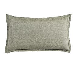 Open Box: Belgian Flax Linen Double Flange Sham, King, Set of 3 - Dark Green