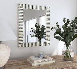 Brenna Two-Toned Bone Rectangular Wall Mirror