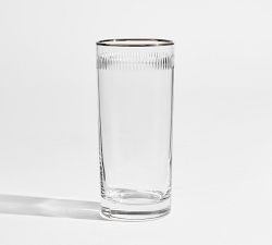 Etched Silver Rim Highball Glasses - Set of 4