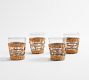 Handwoven Wicker and Glass Tumblers - Set of 4
