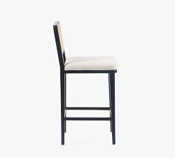 Lisbon Upholstered Cane Narrow Stool