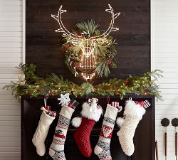 Lit Deer Head Wall Art