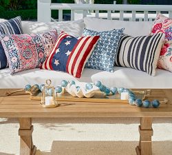 Stars and Stripes Embroidered Outdoor Pillow