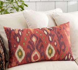 Leticia Ikat Print Outdoor Lumbar Pillow