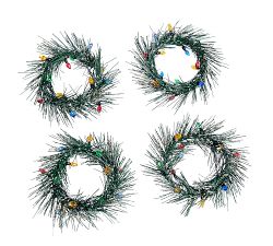 Wreath with Lights Napkin Ring, Set of 4