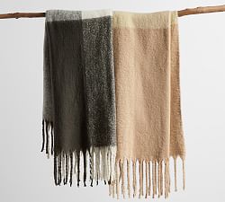 Color Blocked Faux Mohair Throw