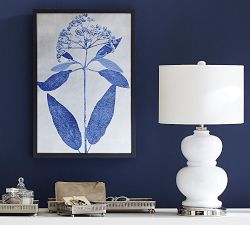 Indigo Silver Leaf Framed Prints