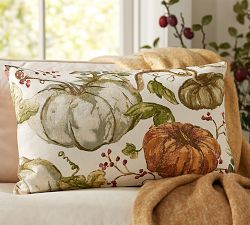Watercolor Painted Pumpkin Patch Lumbar Pillow Cover