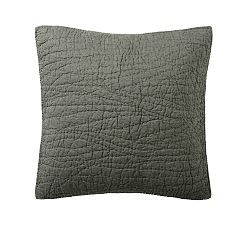 Open Box: Belgian Flax Linen Handcrafted Quilted Sham, Euro, Set of 2 - Dark Forest