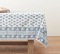 Sophia Floral Block Print Cotton Tablecloth