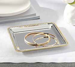 Silver Square Gold Trim Tray