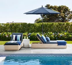 Indio Eucalyptus Modern Platform Outdoor Single Chaise Lounge