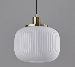 Nausica Ribbed Glass Pendant (10")