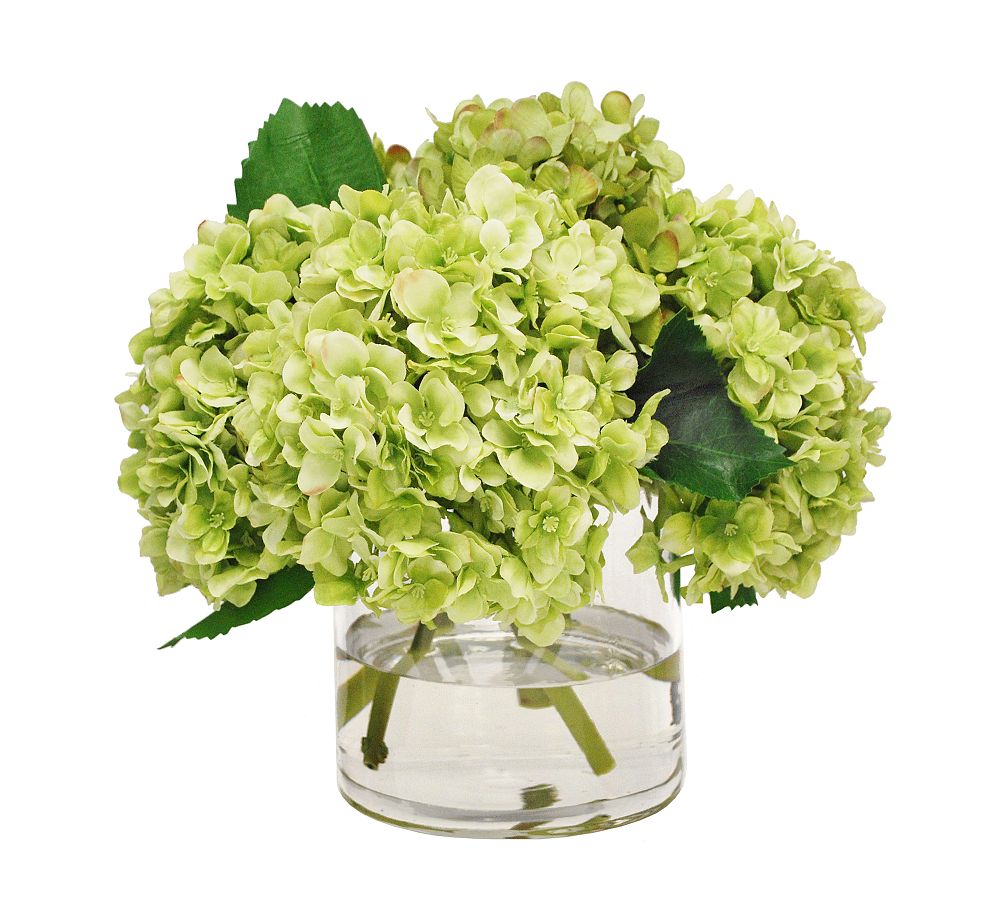 Faux Green Hydrangea In Glass Vase by Pottery Barn