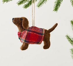 Felt Dog In Sweater Ornament