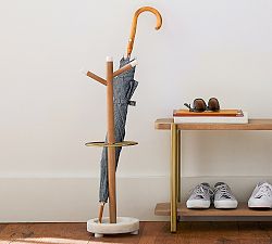 Grace Mango Wood &amp; Marble Umbrella Stand