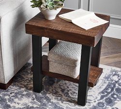 Griffin Rectangular Reclaimed Wood End Table with Shelf
