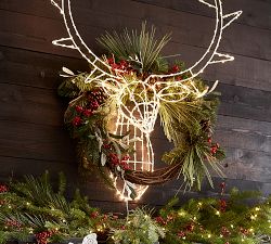 Lit Deer Head Wall Art