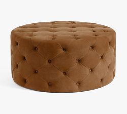 Tufted Round Leather Ottoman